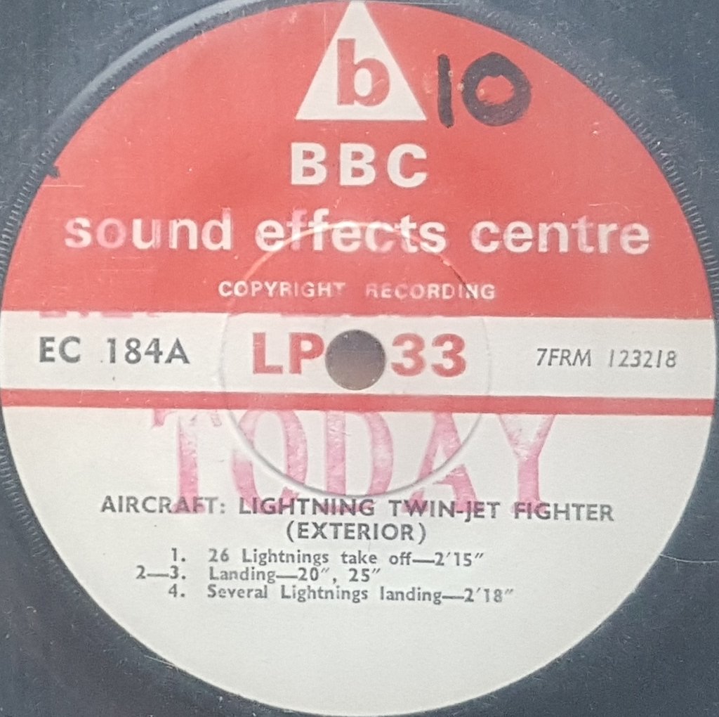 EC 184A Aircraft: Lightening twin-jet fighter (Exterior) Not registered from the BBC records and Tapes library Label